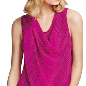 Cabi Womens Sleeveless Top SZS Fushcia Floral Dots